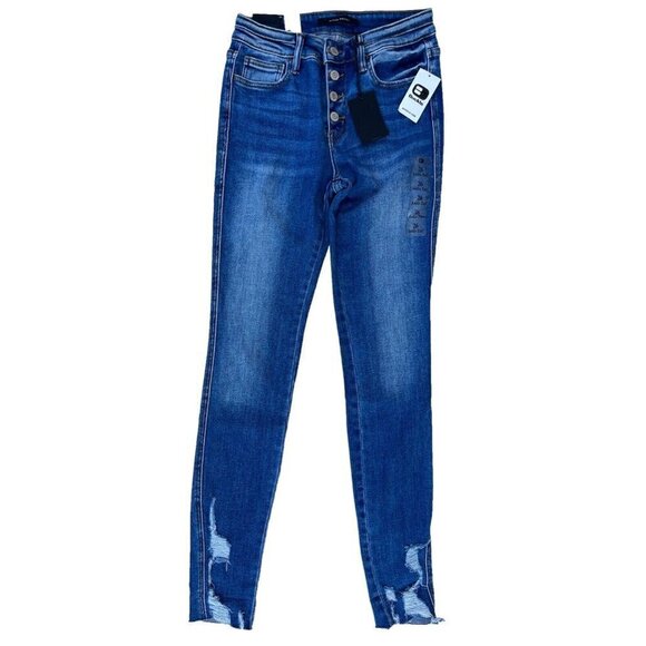 Flying Monkey Women's Blue Denim Mid-Rise Ankle Skinny Jeans Size 26 - Picture 12 of 13